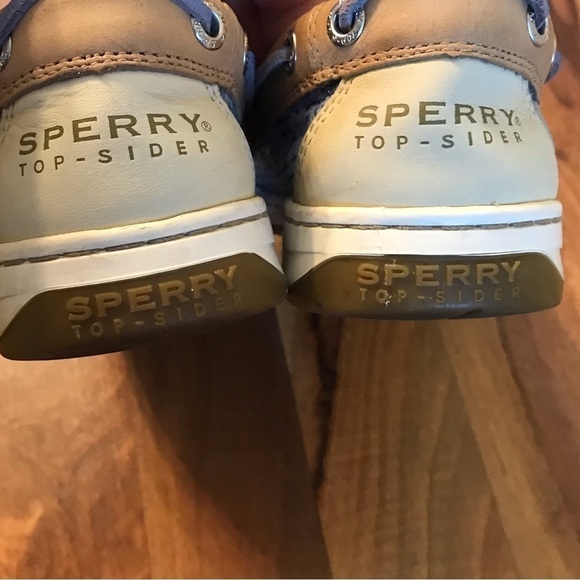 SPERRY Womens Leather Angelfish Boat Lace Tie Sequins Loafer Tan Shoe Size 6.5 - Picture 6 of 13